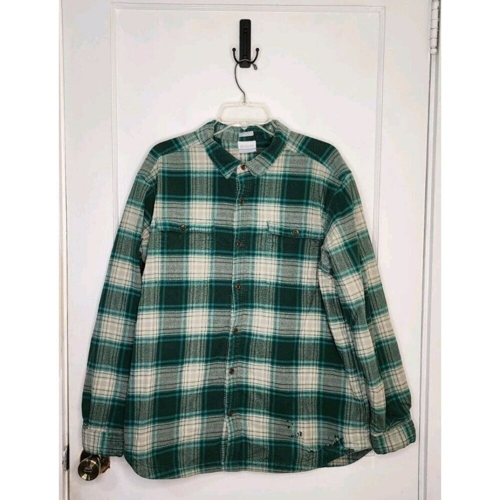 Columbia Men's Blue Green Flare Gun Winter Flannel Warm Waffle Lining Sz XL READ